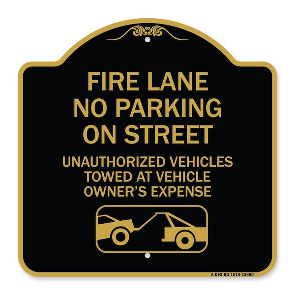 Signmission No Parking on Street Unauthorized Vehicles Towed at Vehicle Owners Expense, A-DES-BG-1818-23690 A-DES-BG-1818-23690 - main